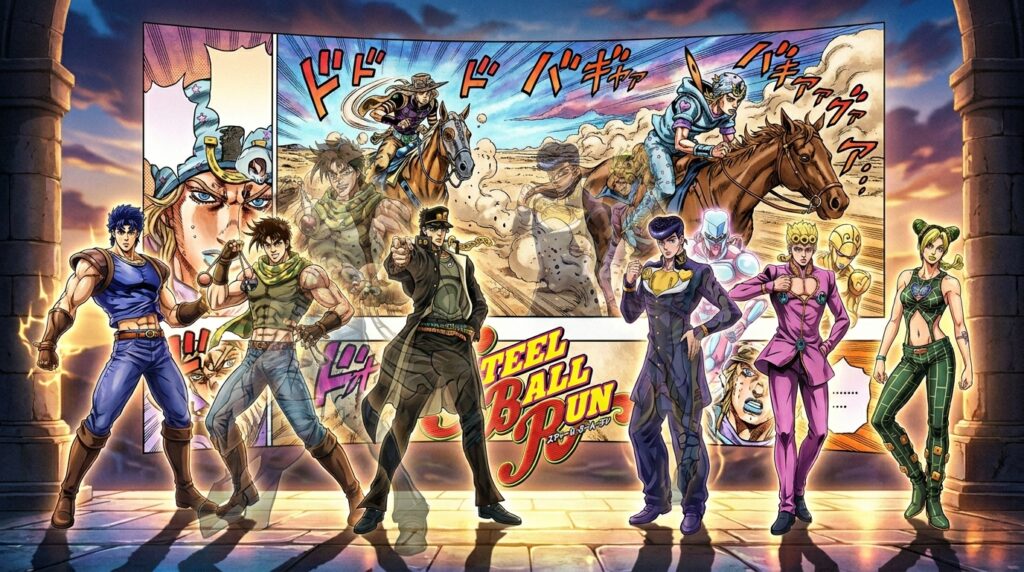 JoJo’s Bizarre Adventure antes da estreia de Steel Ball Run"