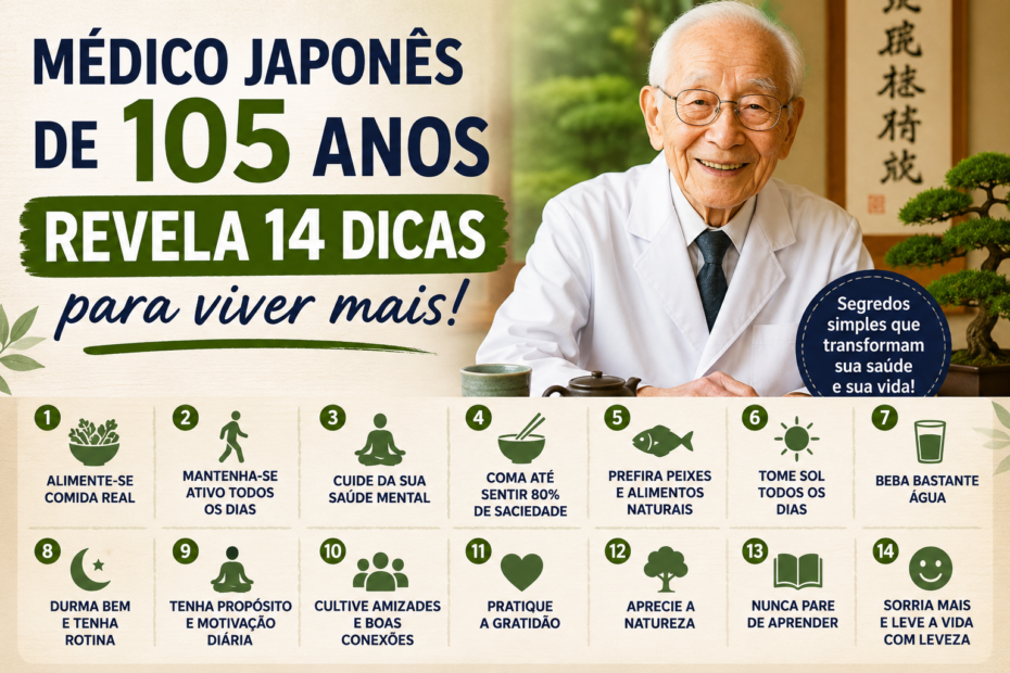 Médico Japonês de 105 anos revela 14 dicas para viver mais!